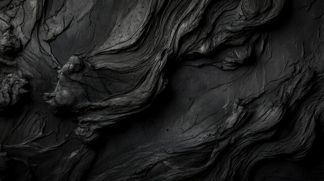 solidified lava texture background, Abstract black charcoal pattern background