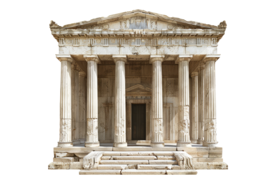 Ancient Greek temple isolated on transparent background