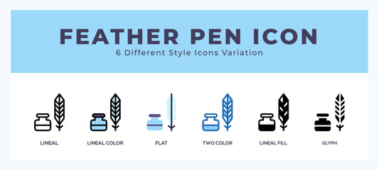 Feather pen icons set of simple vector illustration.
