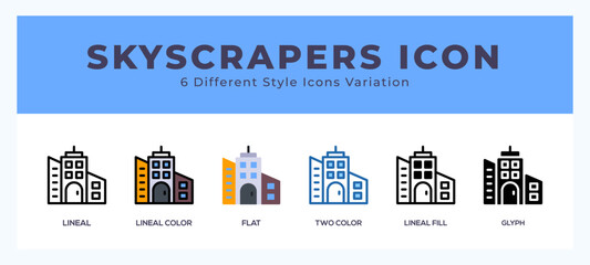 Skyscrapers vector icons designed. icon symbol set.
