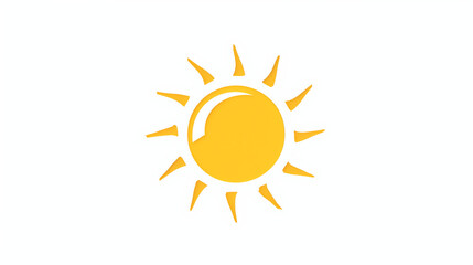 Fototapeta premium Sunny yellow icon with smooth rays on white background, ideal for weather apps or outdoor ads, emphasizing sunny weather and clarity.