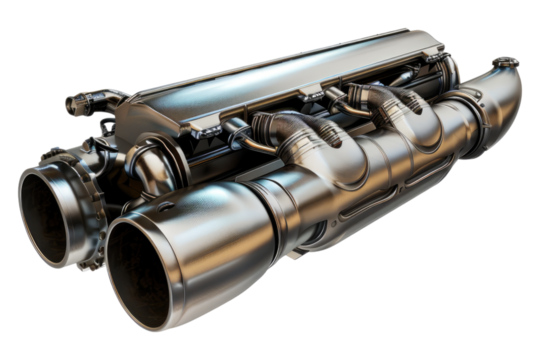 Motor exhaust system isolated on transparent background