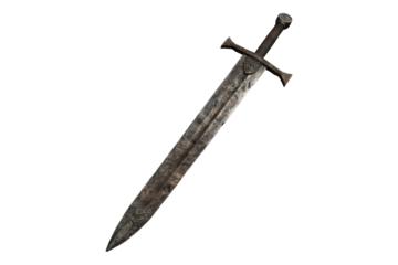 Old sword isolated on transparent background
