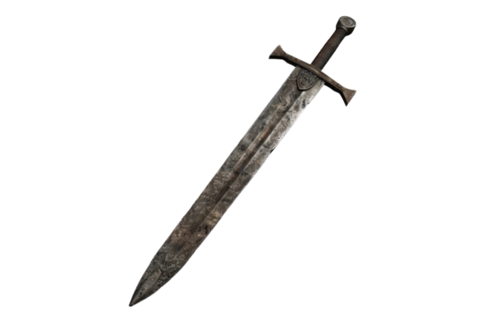 Old sword isolated on transparent background