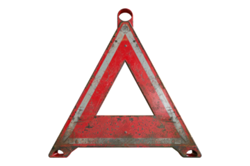 Red caution warning isolated on transparent background