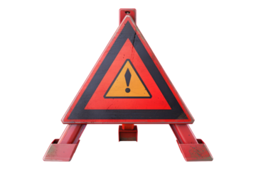 Red caution warning isolated on transparent background