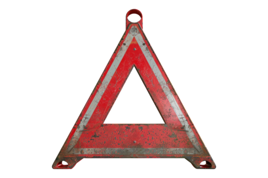 Red caution warning isolated on transparent background