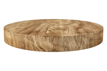Round wooden podium isolated on transparent background