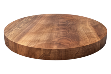 Round wooden podium isolated on transparent background