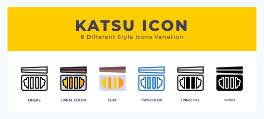Katsu icon set. vector illustration.