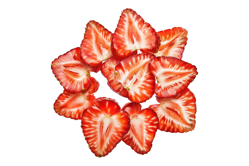 Strawberry slice isolated on transparent background