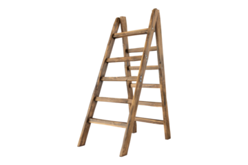 Wooden ladder isolated on transparent background