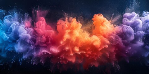 Fototapeta premium Vivid explosion of colorful paint in water, creating a dynamic abstract scene.