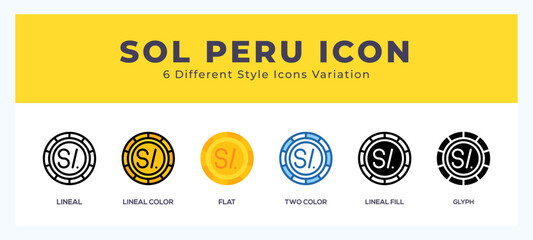 Sol peru set of vector icon. For web. and mobile app