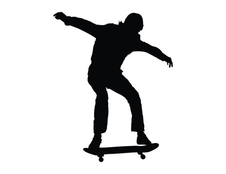 recommend clip art: Man on skateboard silhouette vector