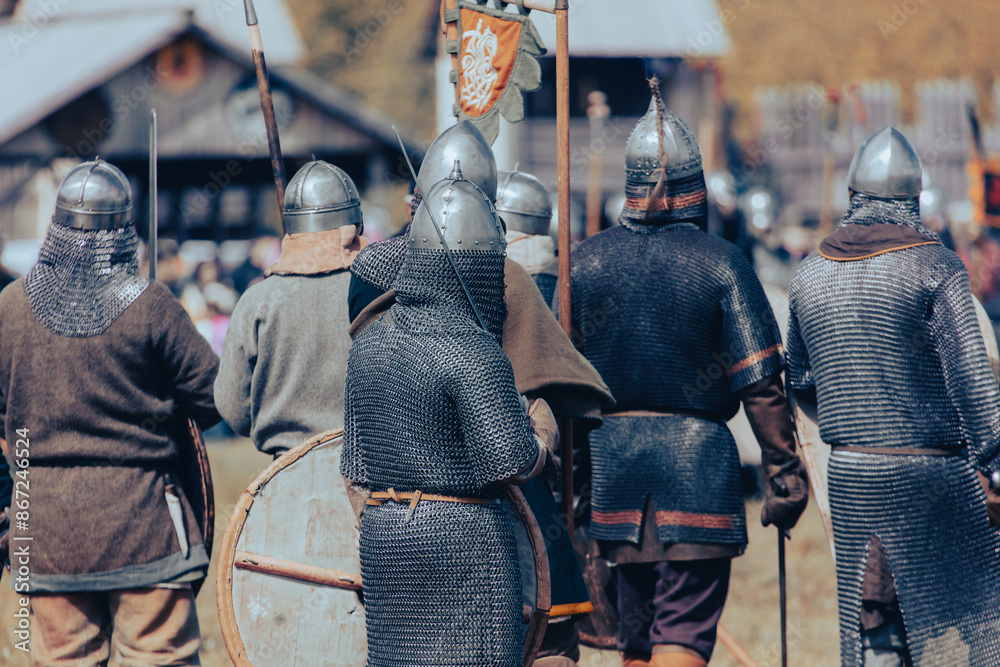 Canvas Prints Knights in armor with weapons at war