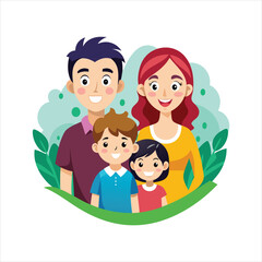 Cartoon happy family vector