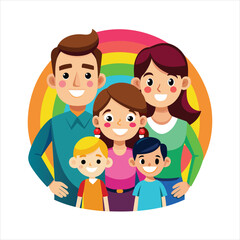 Cartoon happy family vector