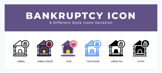 Bankruptcy vector icon. with different styles vector illustration.