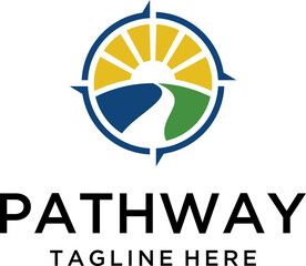 Pathway, Sun, Road, Compass Vector Logo Images