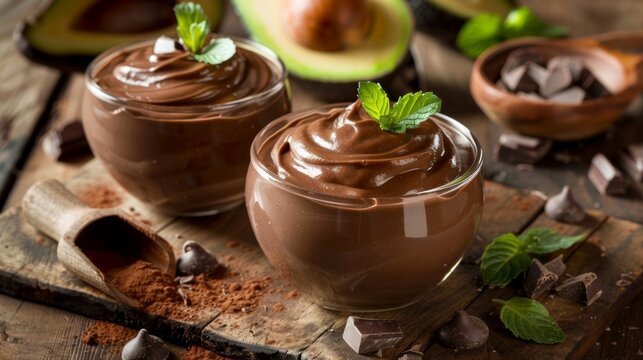A chocolate avocado pudding as a healthier alternative to regular pudding made with butter and cream.