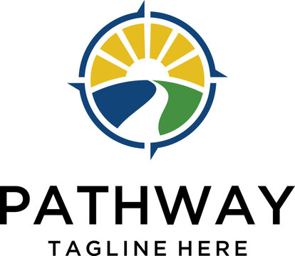 Pathway, Sun, Road, Compass Vector Logo Images
