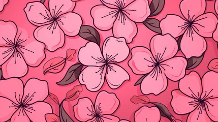 Doodle Flowers Theme Floral Botanical Garden Background Wallpaper, Social Media Banner, Design Packaging Clip Art Generative AI