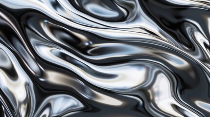 Smooth and reflective liquid chrome waves with a glossy metal pattern, capturing innovation and sophistication.
