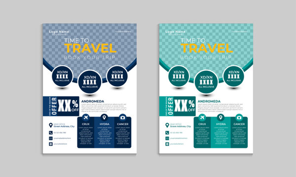 Travel business flyer design template setup, travel business flyer design, travel business leaflet design, travel business vector template design or travel business poster design