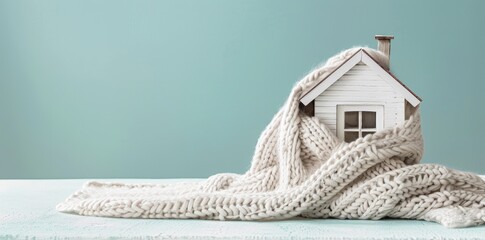 Cozy House Wrapped in a Knit Blanket