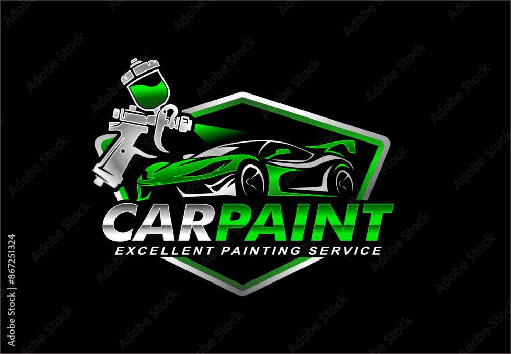 Wall mural car paint logo emblem template with black background