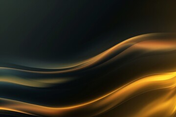 Abstract background with smooth golden waves on a dark background