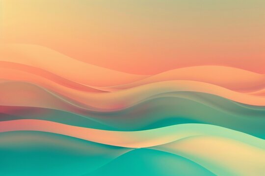 Abstract background with soft, flowing waves in pastel peach and teal