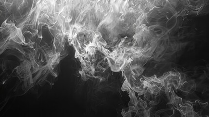 White smoke isolated on black background