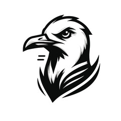 Illustration of a fierce gull in black and white