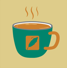 Hot coffee with a cup simple design vector illustration