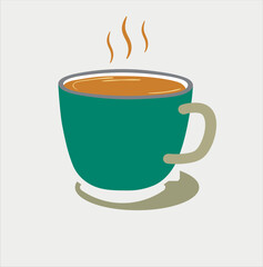 Hot coffee with a cup simple design vector illustration