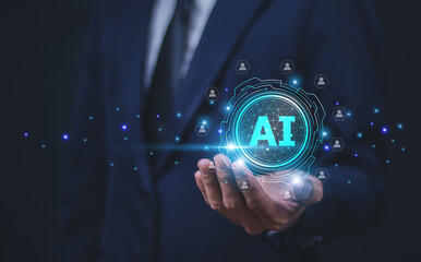 Businessman use AI technology for customer target management streamlines and enhances customer...