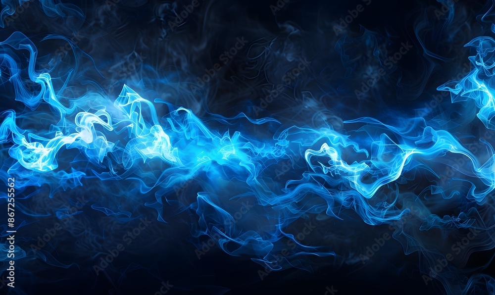 Wall mural Abstract glowing blue plasma on black background,  - Wall murals
