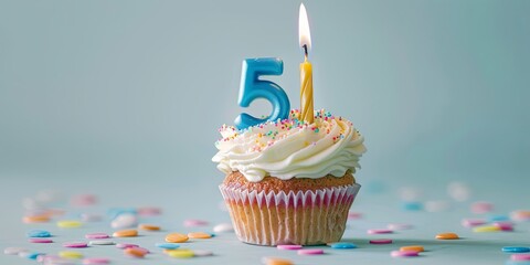 Birthday cupcake with number shaped candles