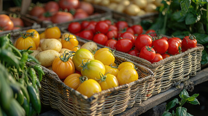 Wonderful vegetables packed in baskets