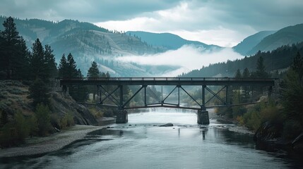 Obraz premium A bridge spanning a river, representing connection and overcoming obstacles