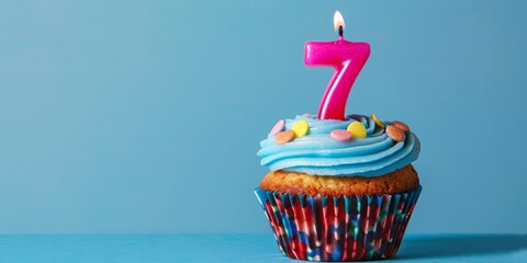 Birthday cupcake with number shaped candles