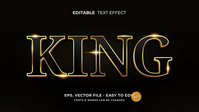 King text with luxury gold editable text effect