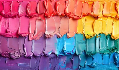 Artistic paint swatch rainbow gradient textured canvas, Generative AI