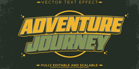 Retro vintage camping adventure text effect, editable 70s and 80s text style