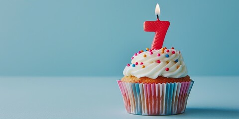 Birthday cupcake with number shaped candles