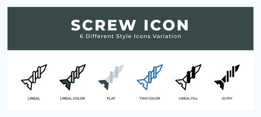 Screw icon in different style vector illustration.