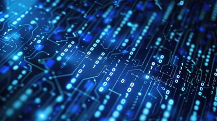 Obraz premium Abstract background with digital circuits and binary code, representing communication technology.