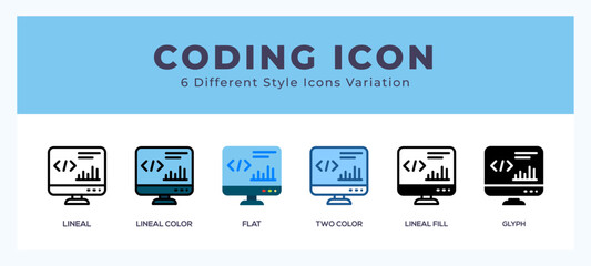 Coding icon set pack vector illustration.